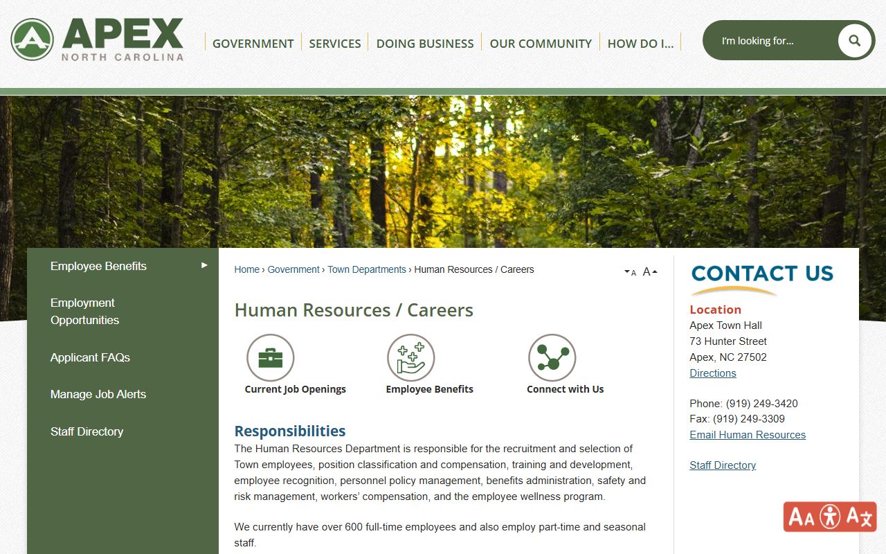 Apex Police Department website for background check information