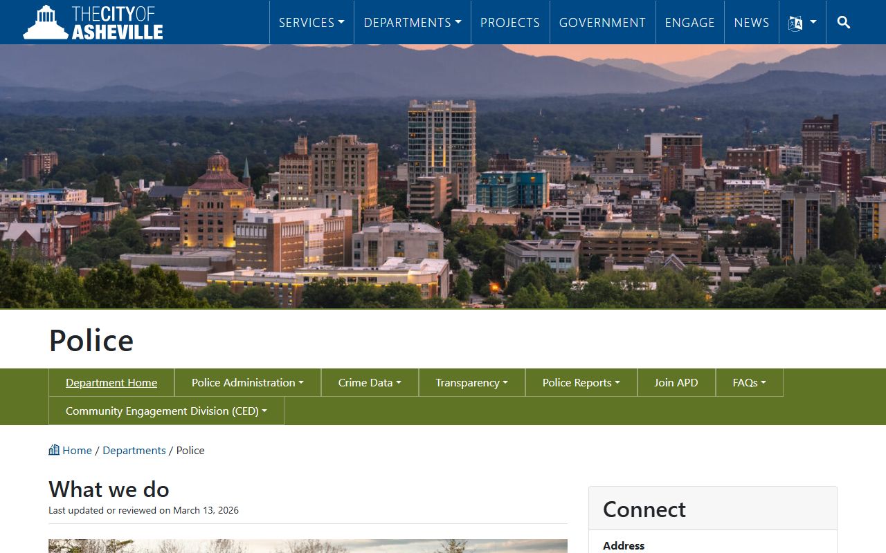 Asheville Police Department website for background check information