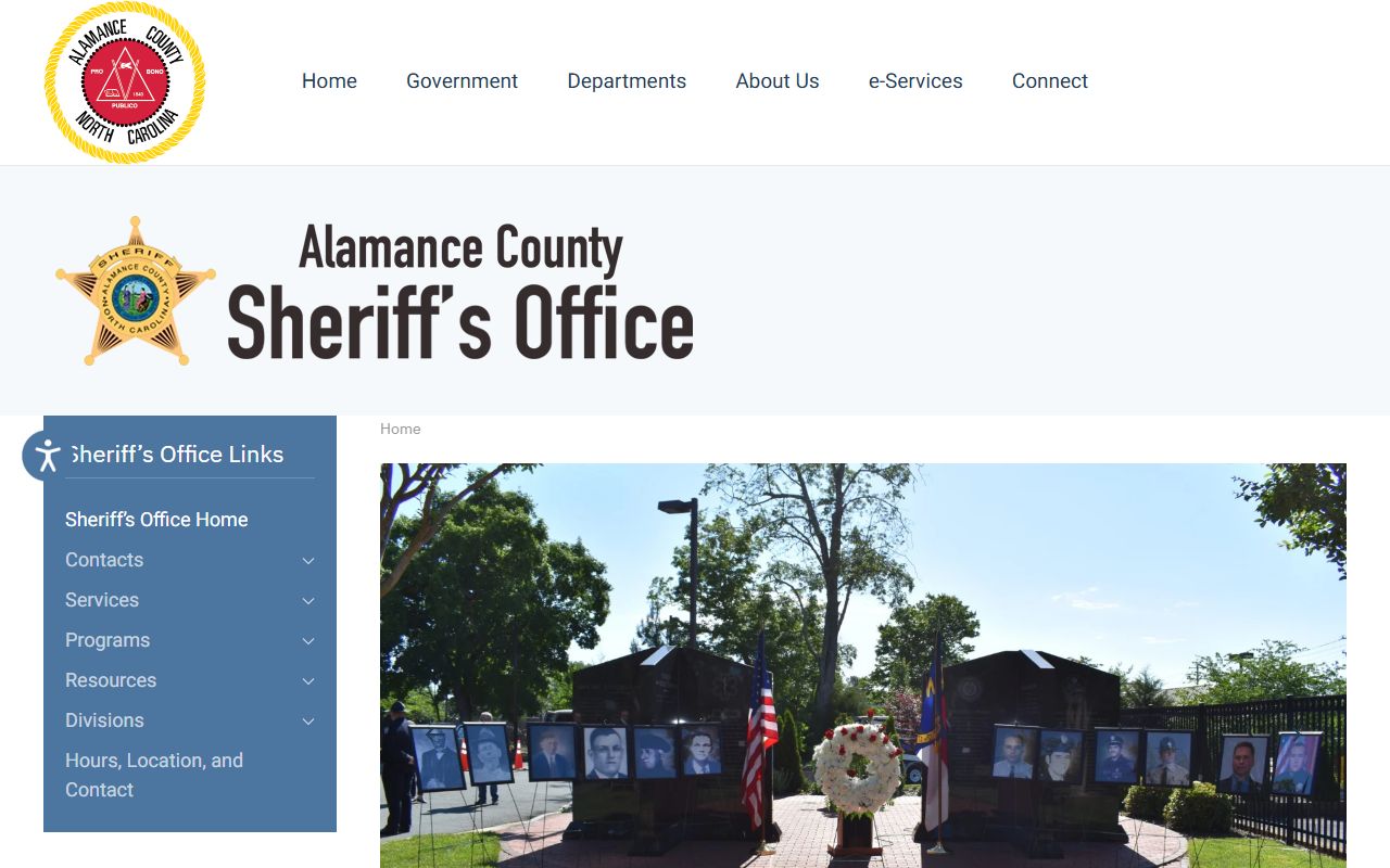 Alamance County Sheriff website for Burlington background check records