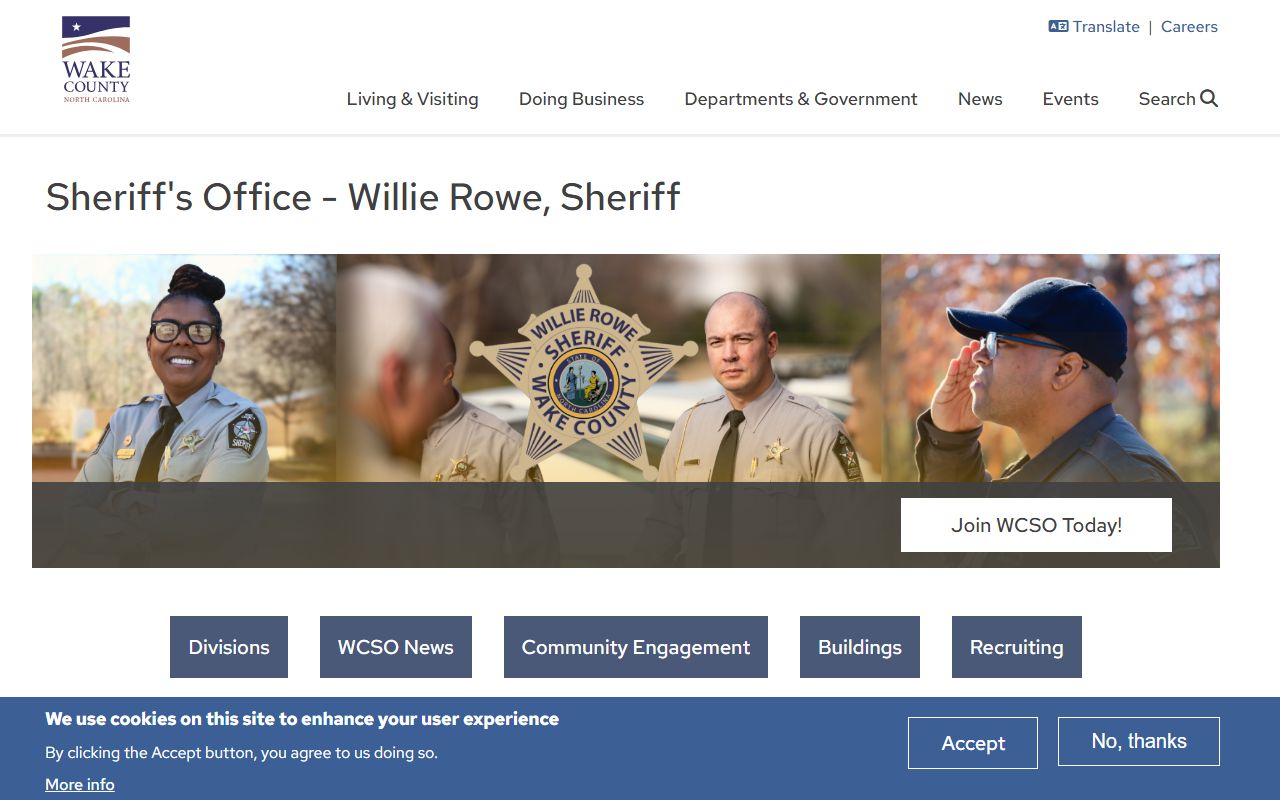 Wake County Sheriff website for Cary background check information