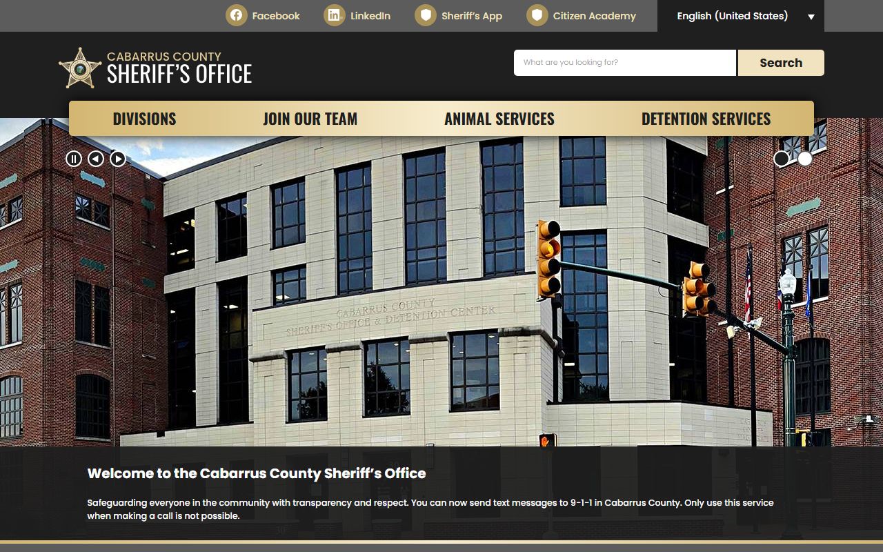 Cabarrus County Sheriff website for Concord background check records