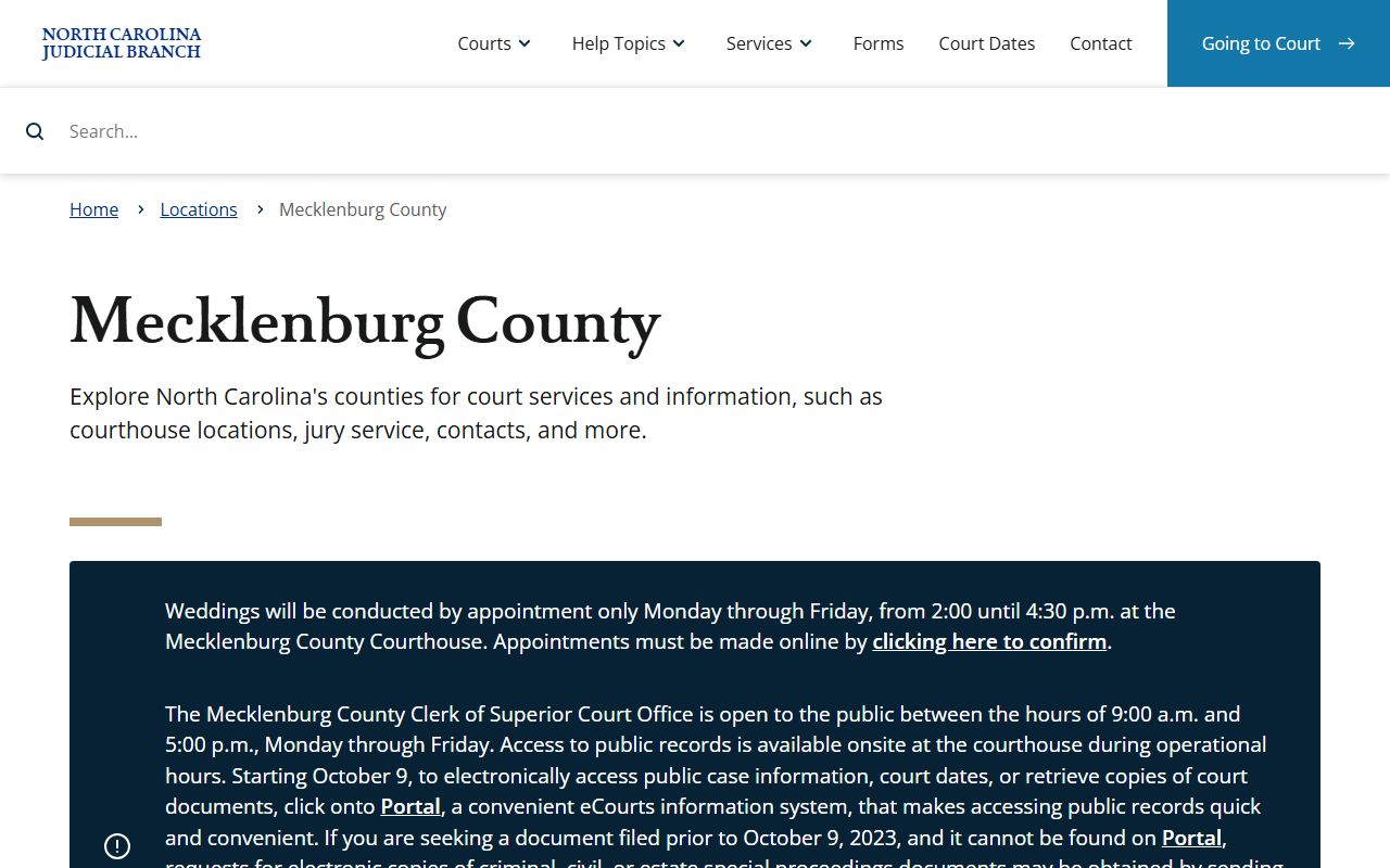 Mecklenburg County Clerk of Court for Huntersville background check records