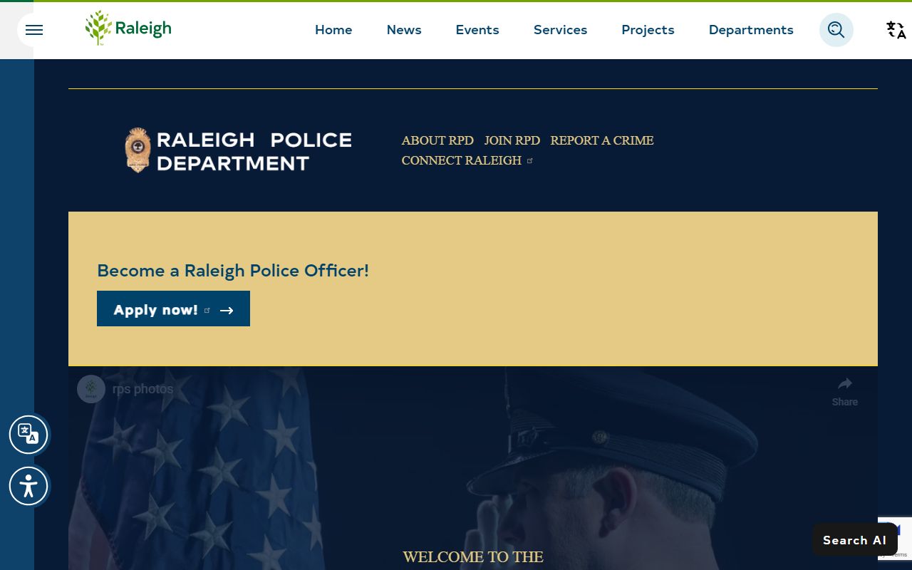 Raleigh Police Department website for background check records
