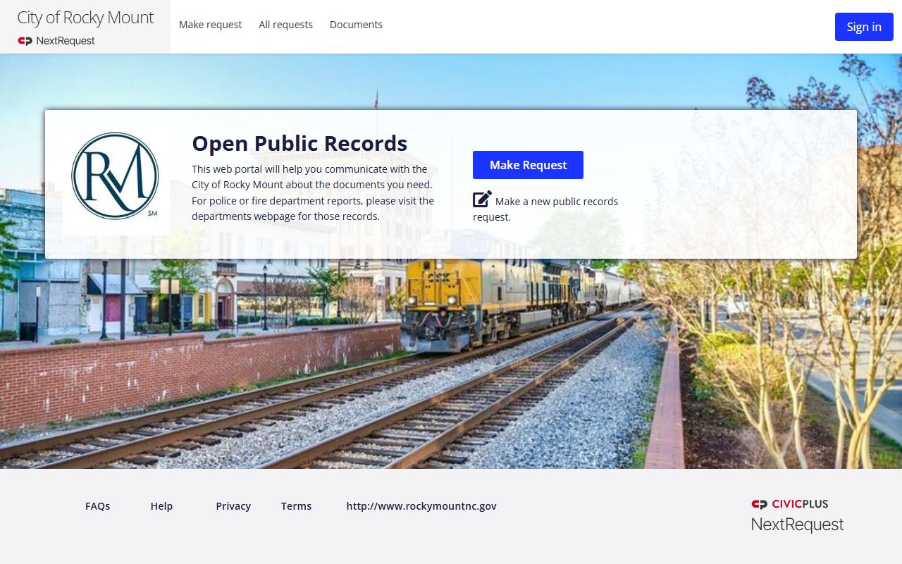 Rocky Mount records request portal for background check documents