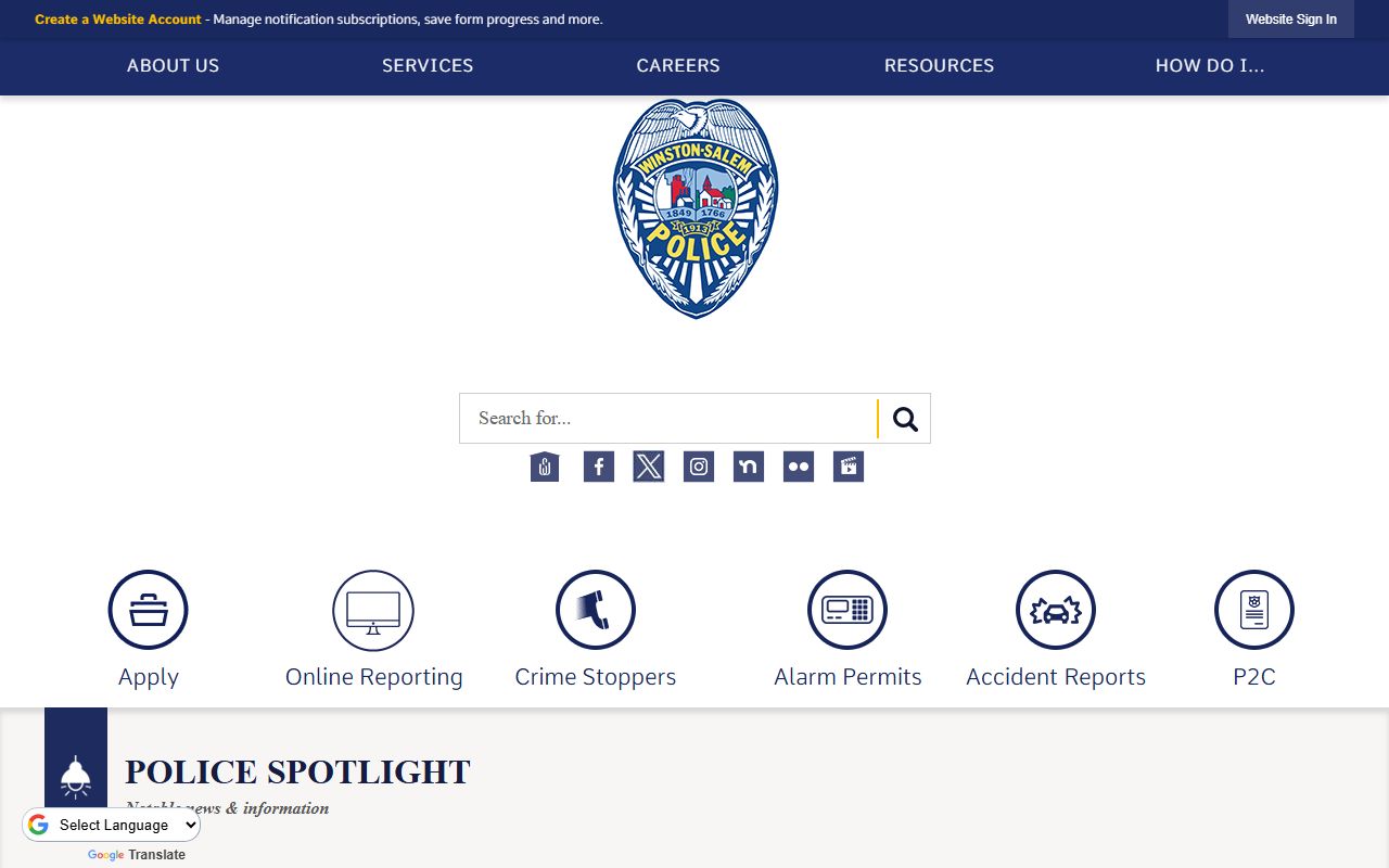 Winston-Salem Police Department website for background check records