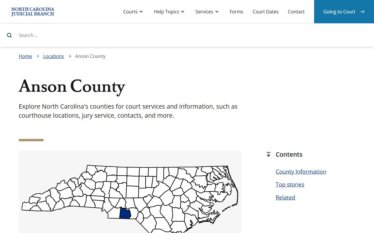 Anson County Clerk of Court page on NC Courts