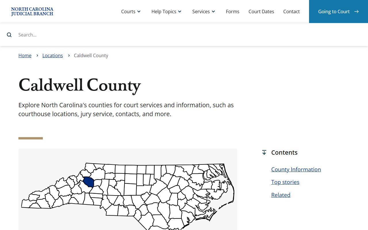Caldwell County Clerk of Superior Court page on NC Courts website