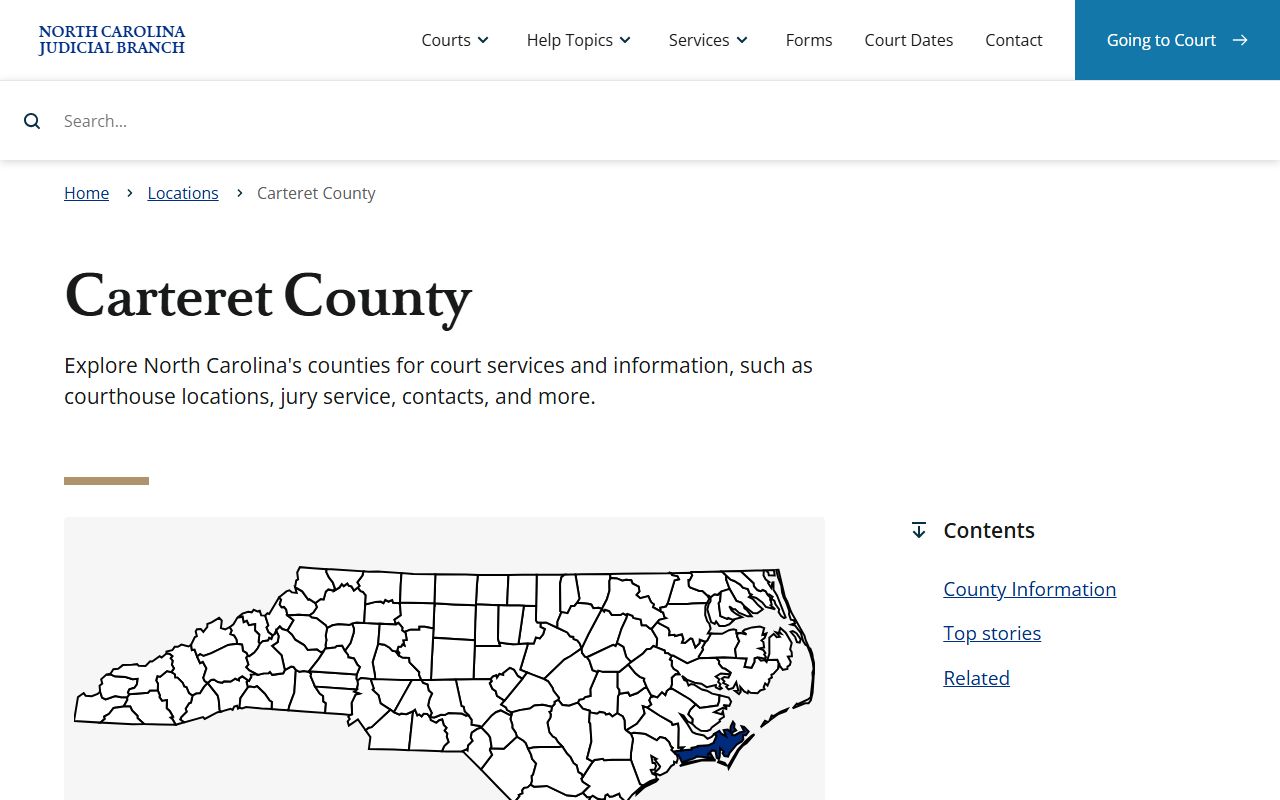 Carteret County Clerk of Superior Court on NC Courts website