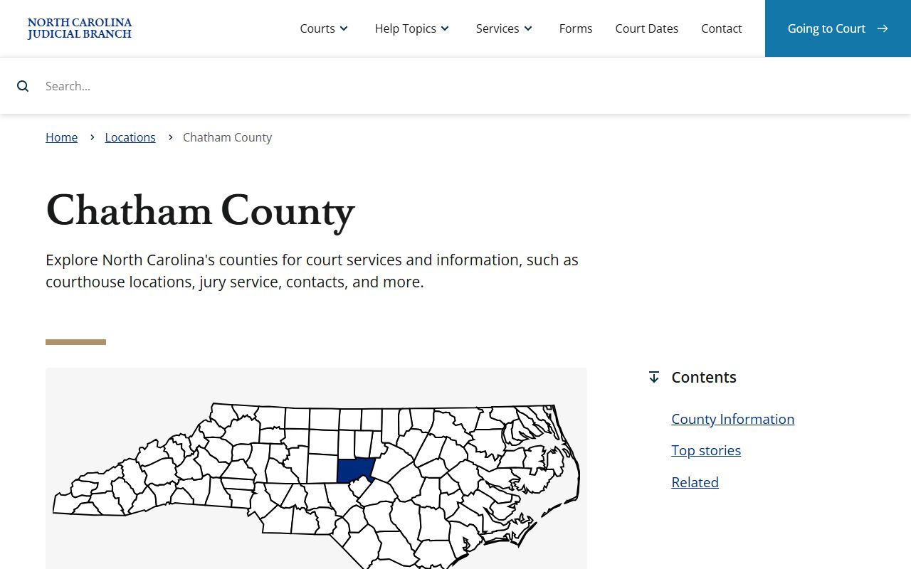 Chatham County Clerk of Superior Court page on NC Courts