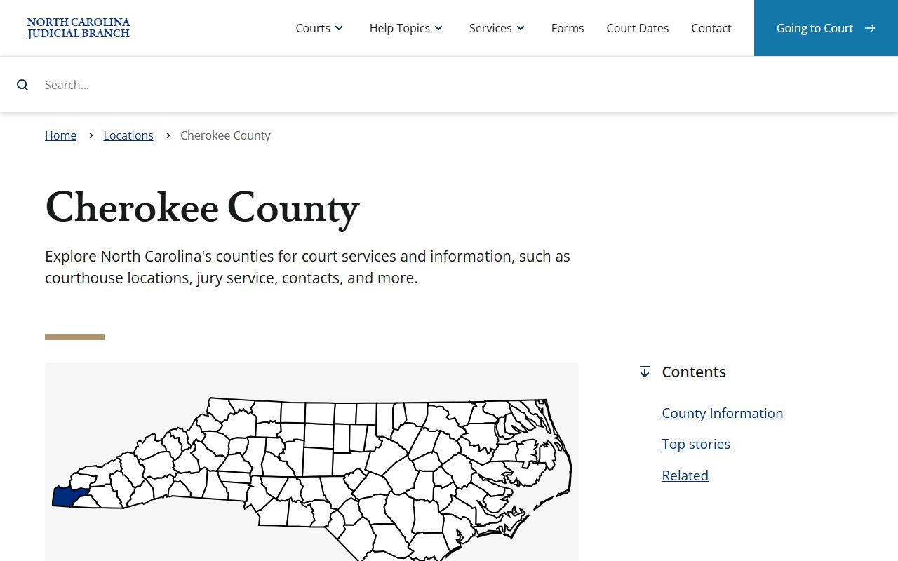 Cherokee County Clerk of Superior Court listing on NC Courts