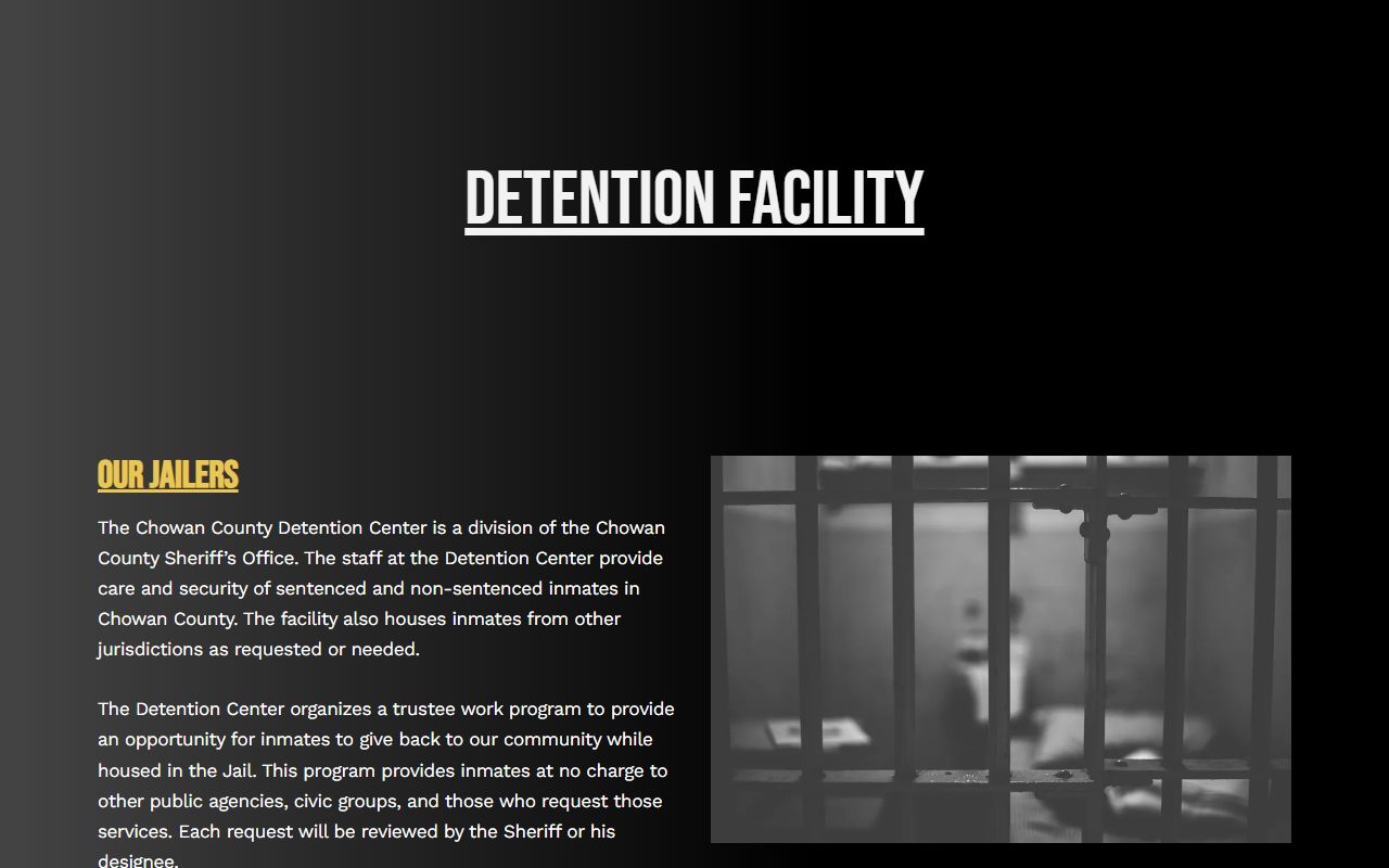 Chowan County detention facility information page