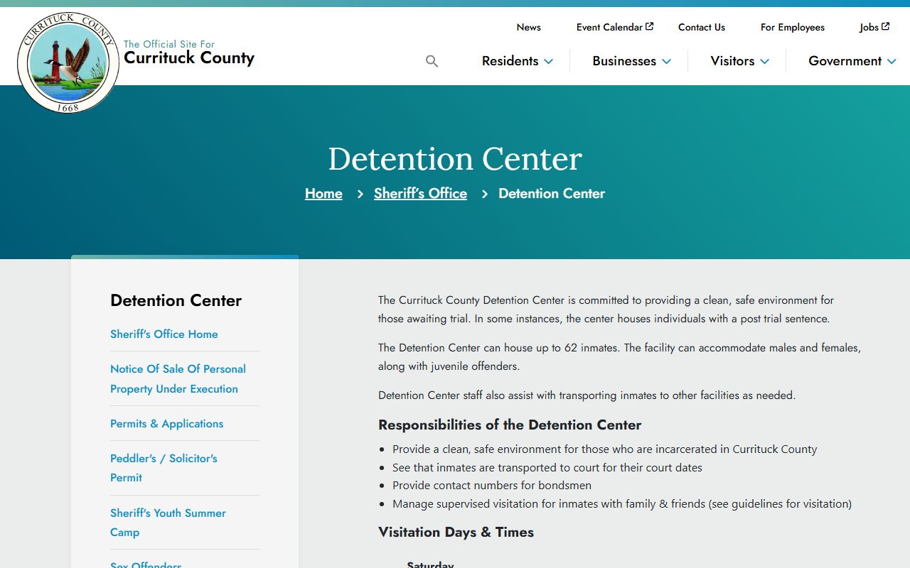 Currituck County Detention Center page