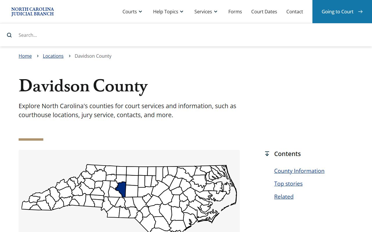 Davidson County Clerk of Court page on NC Courts website