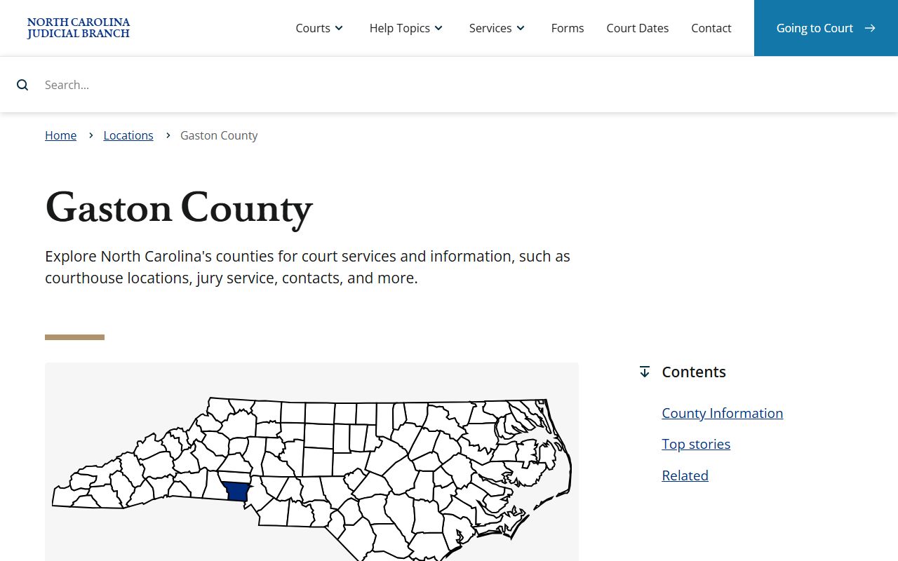 Gaston County Clerk of Court page on NC Courts website
