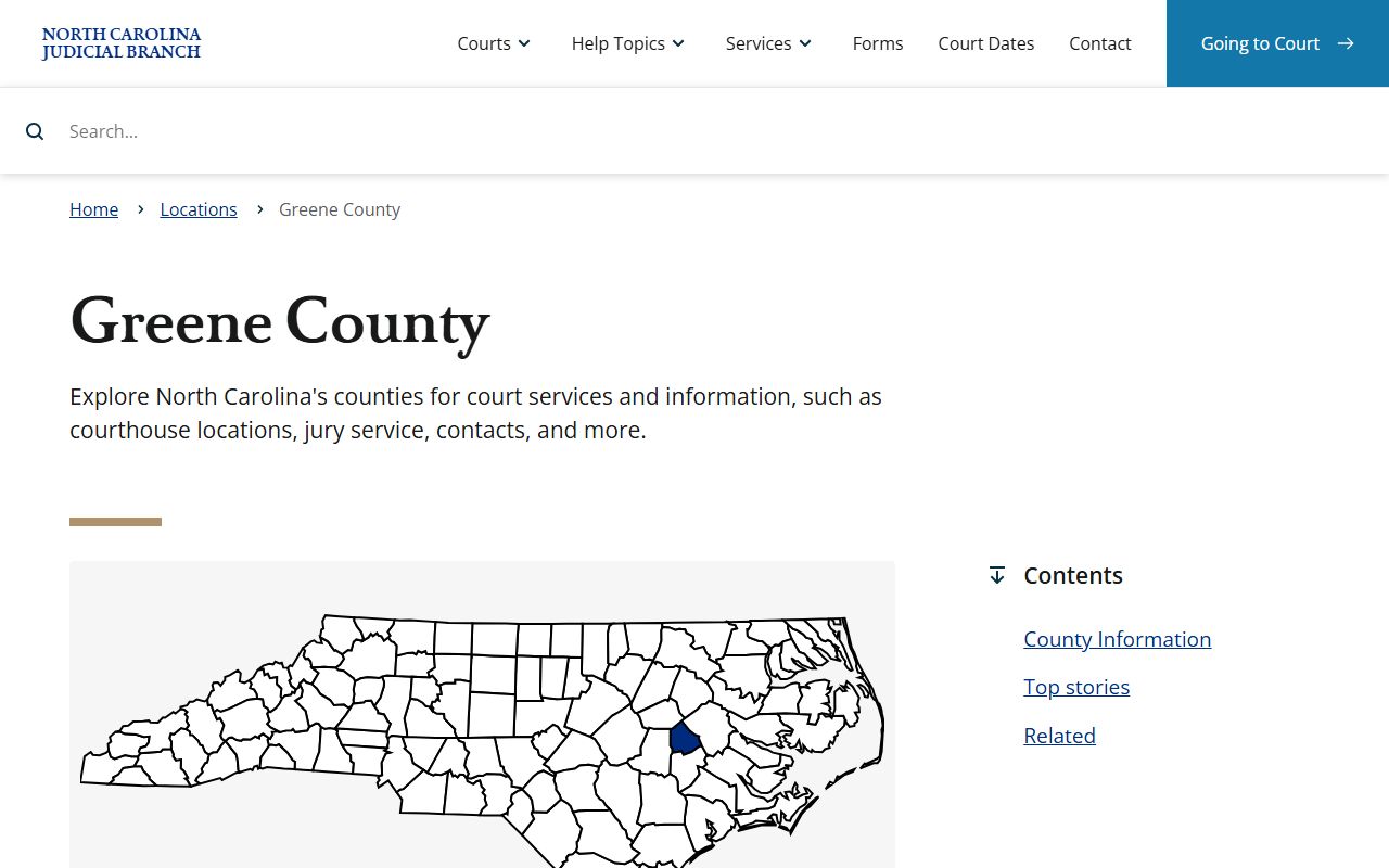 Greene County Clerk of Court on NC Courts website