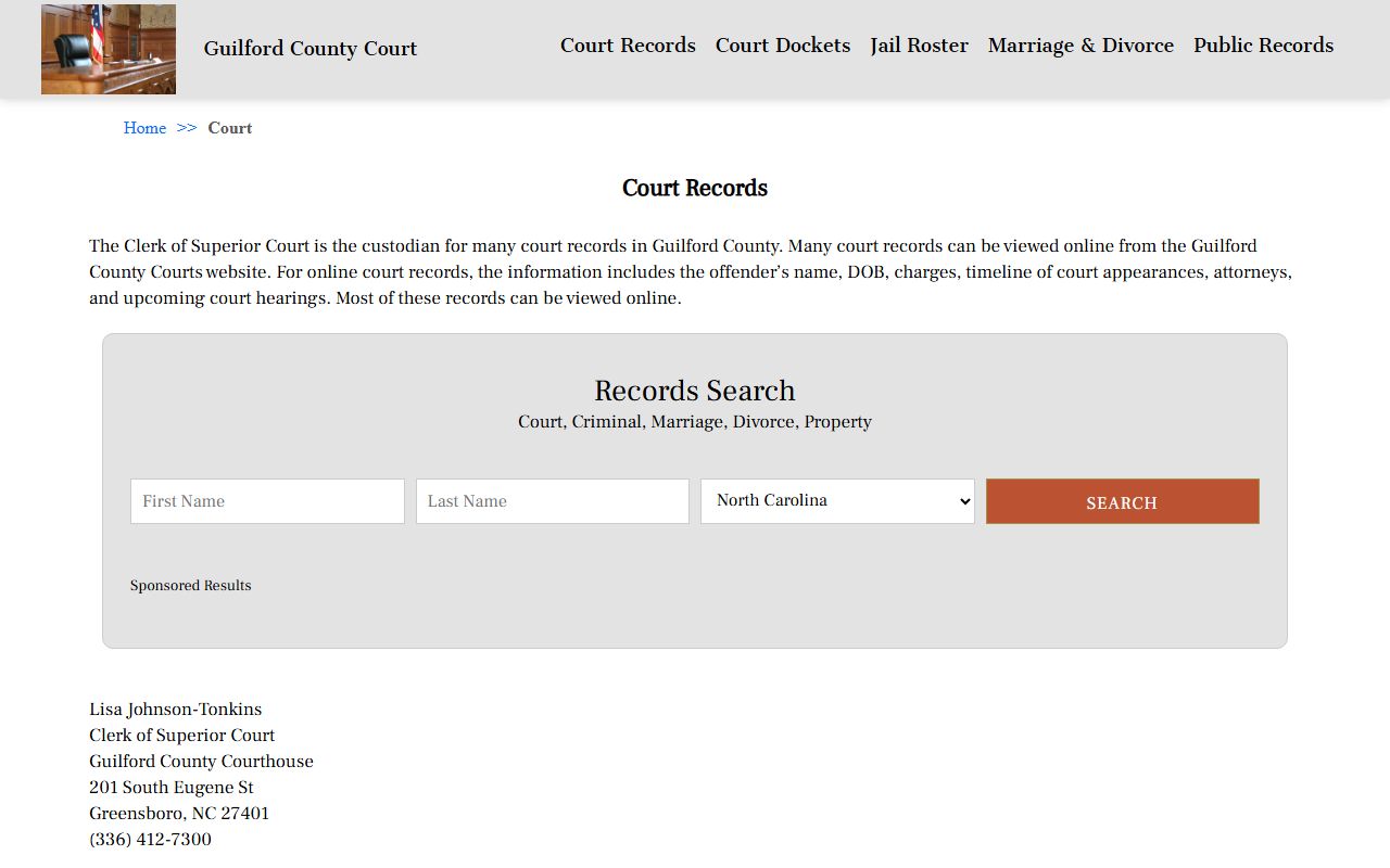 Guilford County Court Records portal