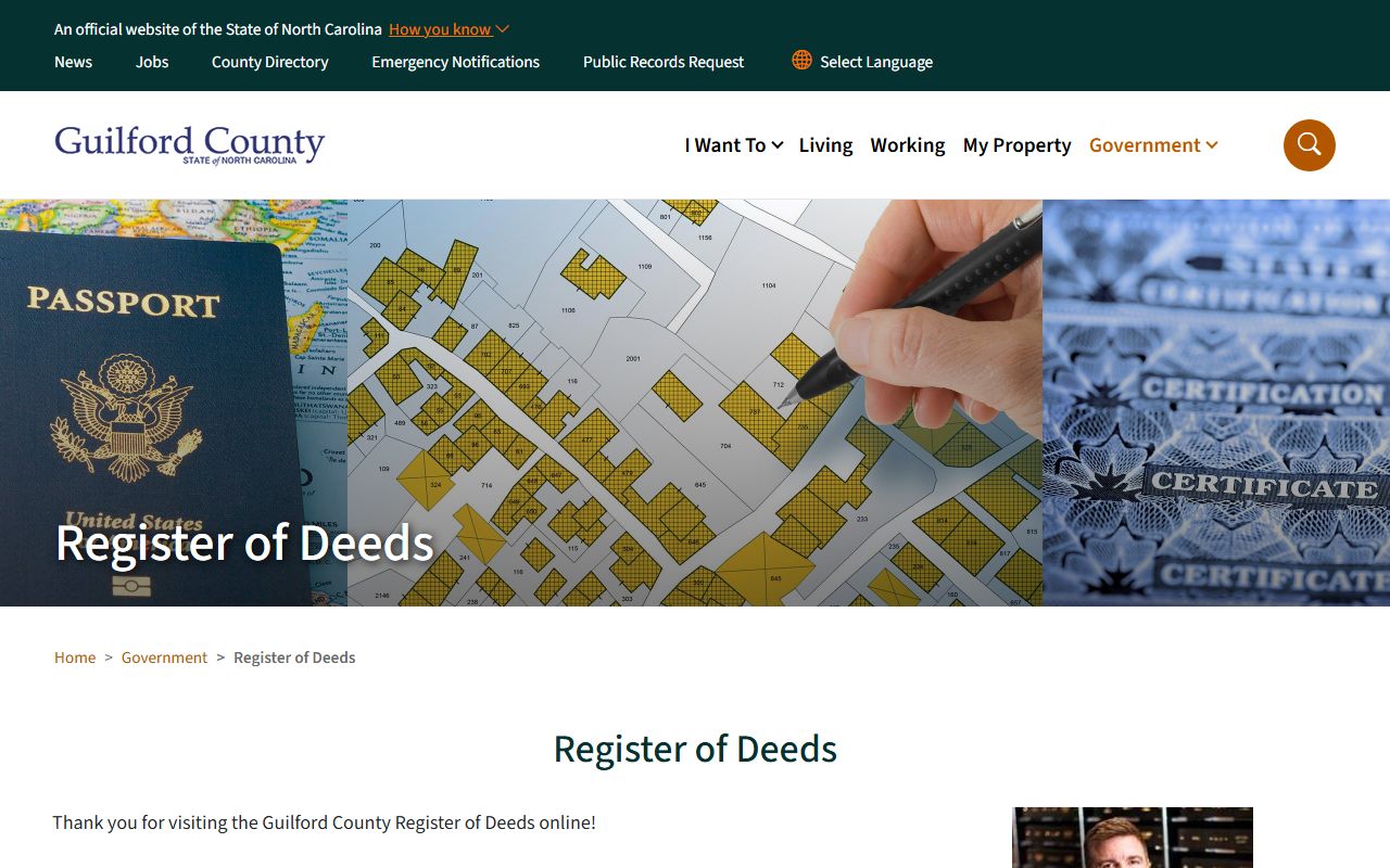 Guilford County Register of Deeds website