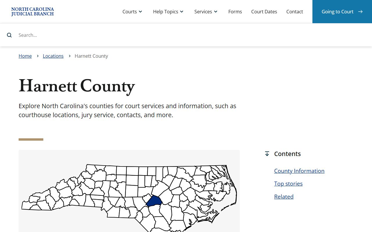 Harnett County Clerk of Court on NC Courts website