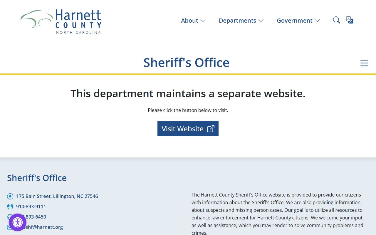 Harnett County Sheriff's Office website