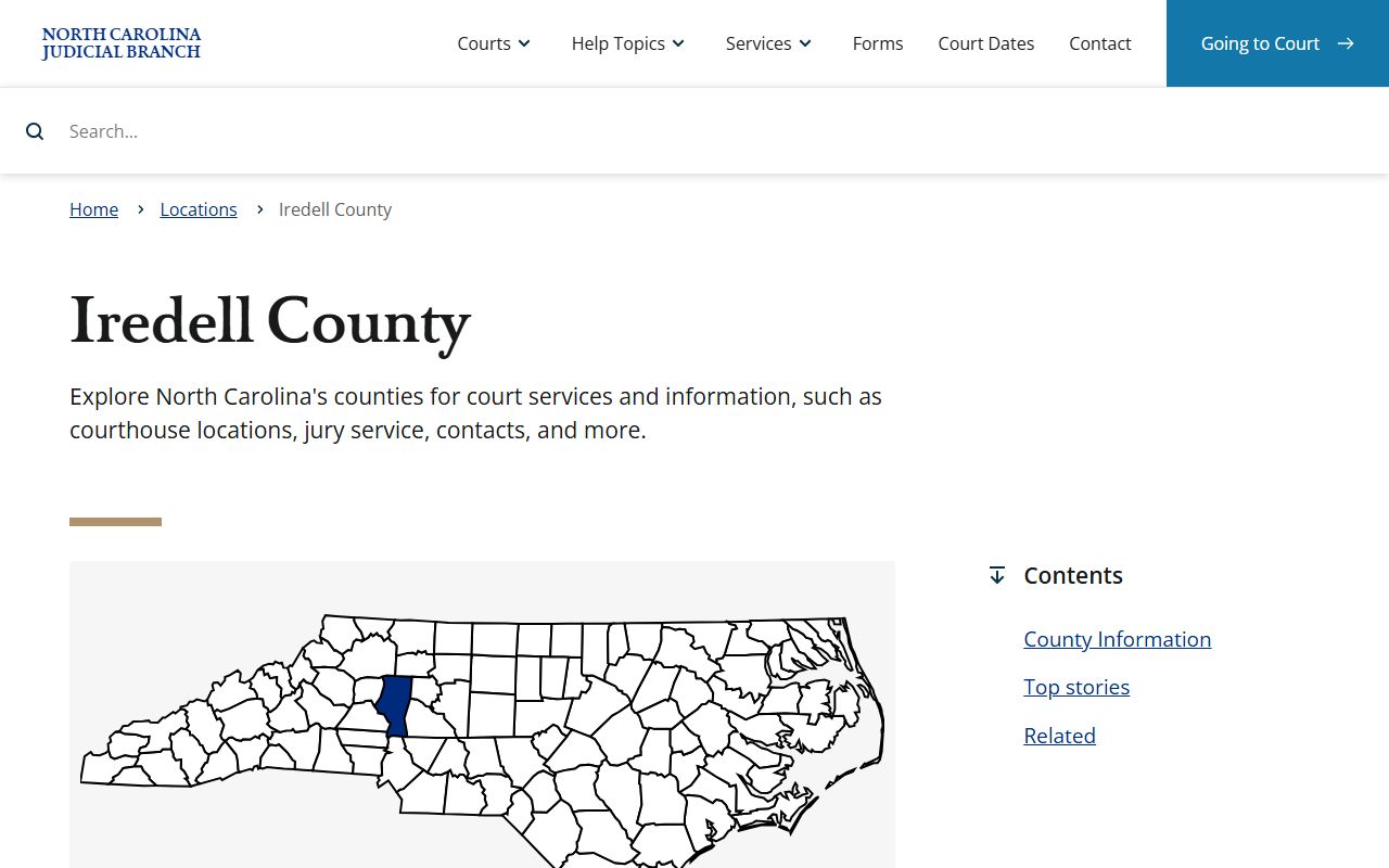 Iredell County Clerk of Court page on NC Courts website
