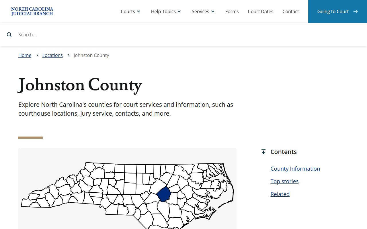 Johnston County Clerk of Court page on NC Courts website