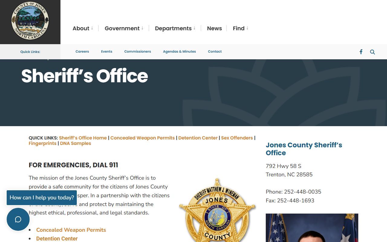 Jones County Sheriff's Office website