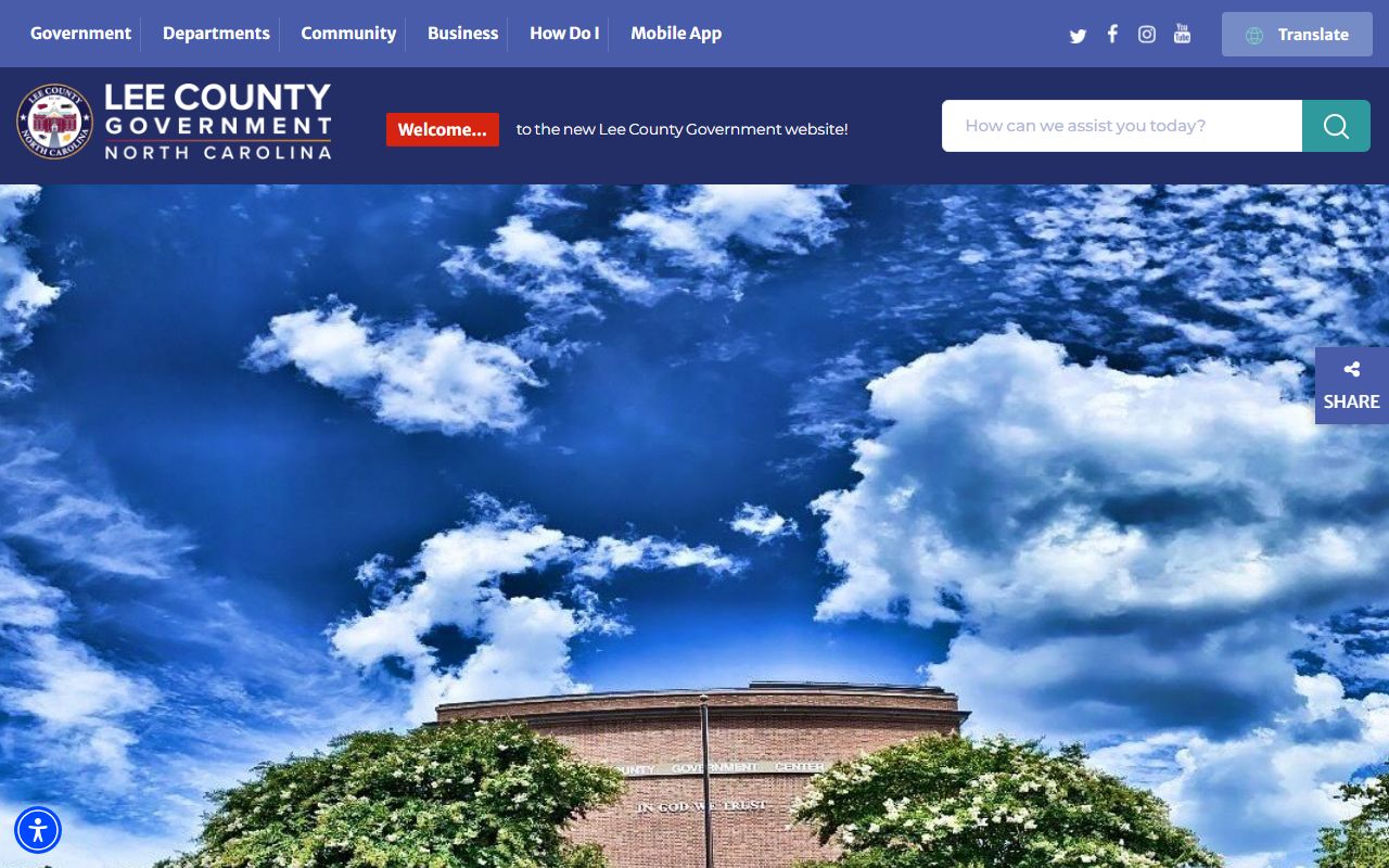 Lee County government website homepage