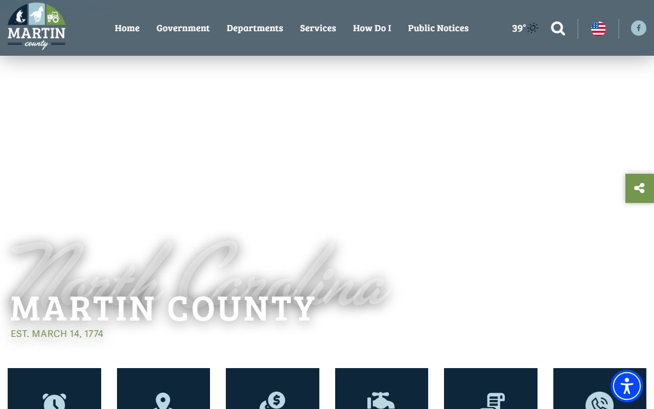 Martin County government website homepage