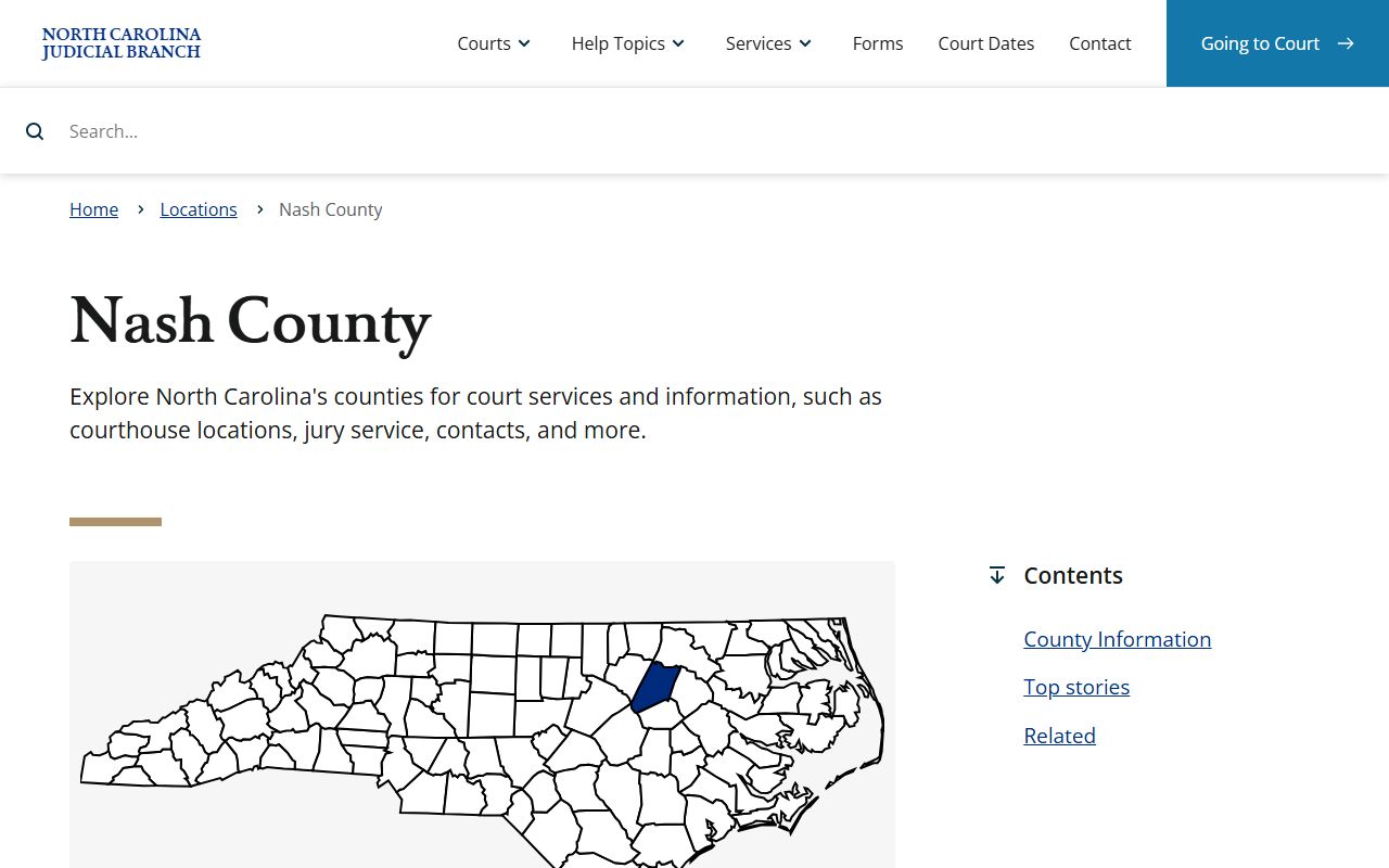 Nash County Clerk of Court page on NC Courts website