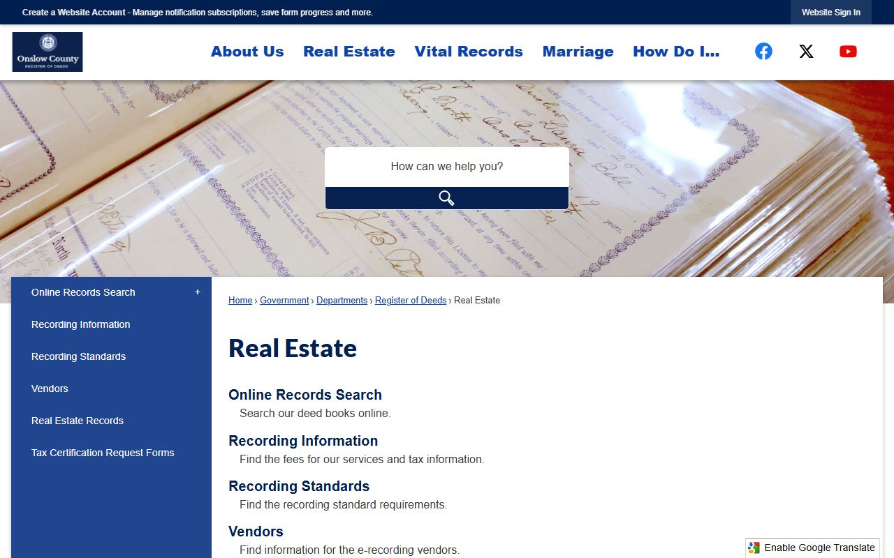 Onslow County Sheriff's Office website