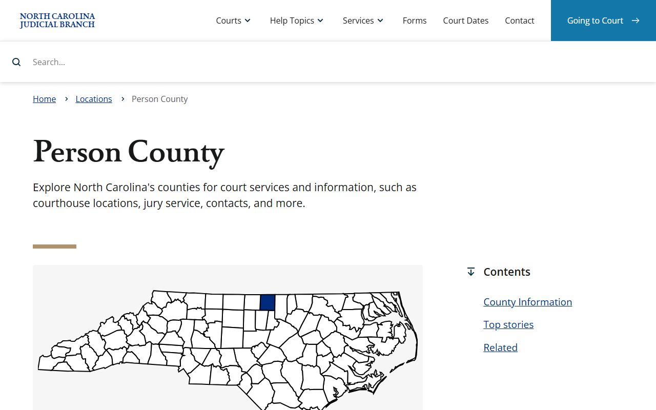 Person County Clerk of Superior Court information on the NC Courts website