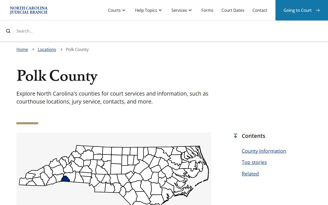 Polk County Clerk of Superior Court listing on NC Courts website
