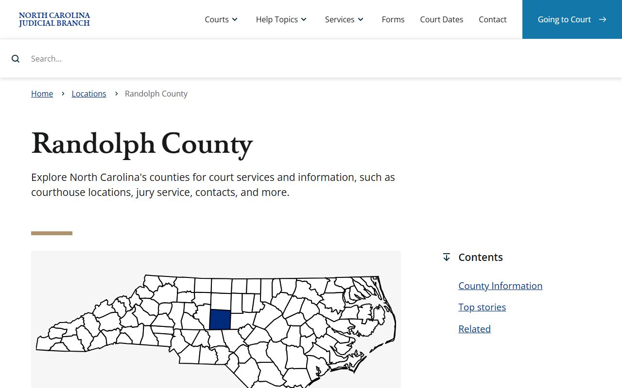 Randolph County Clerk of Court page on NC Courts website