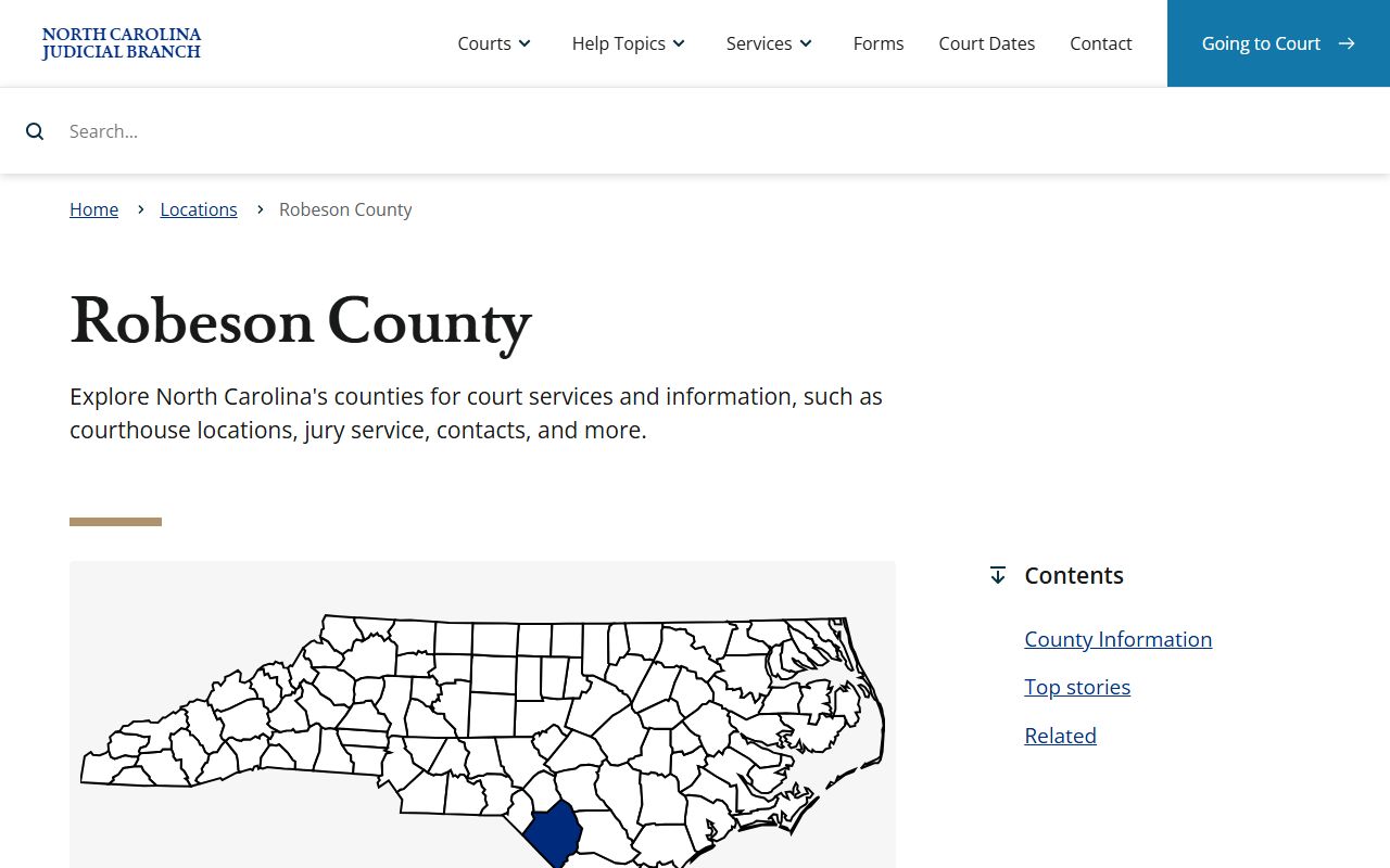 Robeson County Clerk of Court page on NC Courts