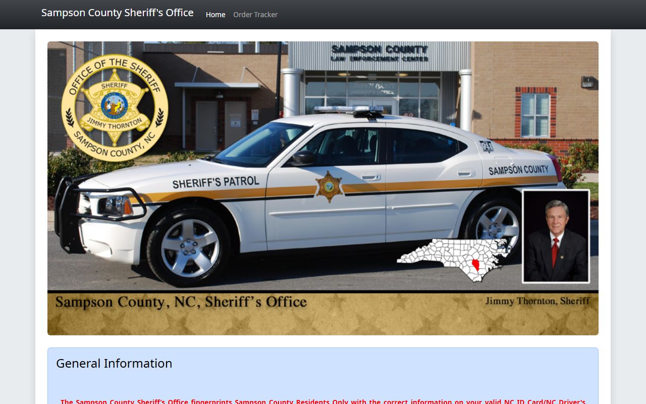 Sampson County Sheriff fingerprinting portal