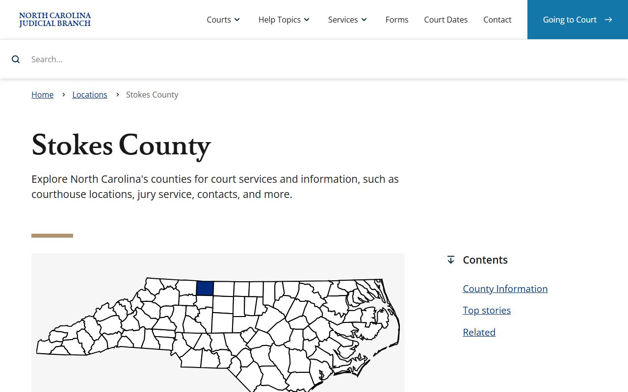 Stokes County Clerk of Superior Court information on NC Courts website