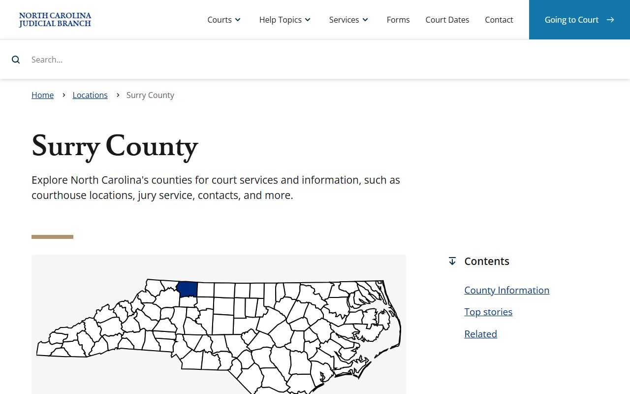 Surry County Clerk of Superior Court page on NC Courts website