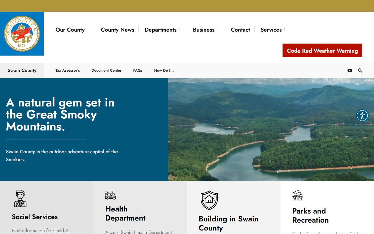 Swain County government website homepage