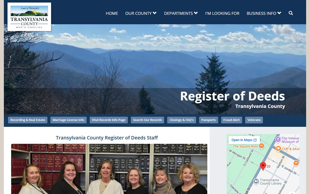 Transylvania County Register of Deeds website