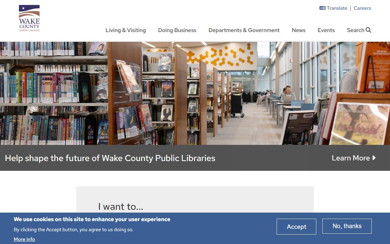 Wake County government website homepage