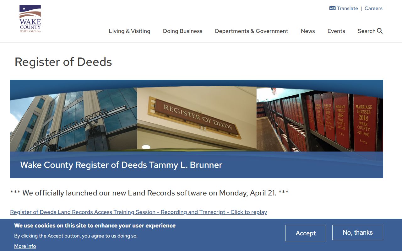 Wake County Register of Deeds website