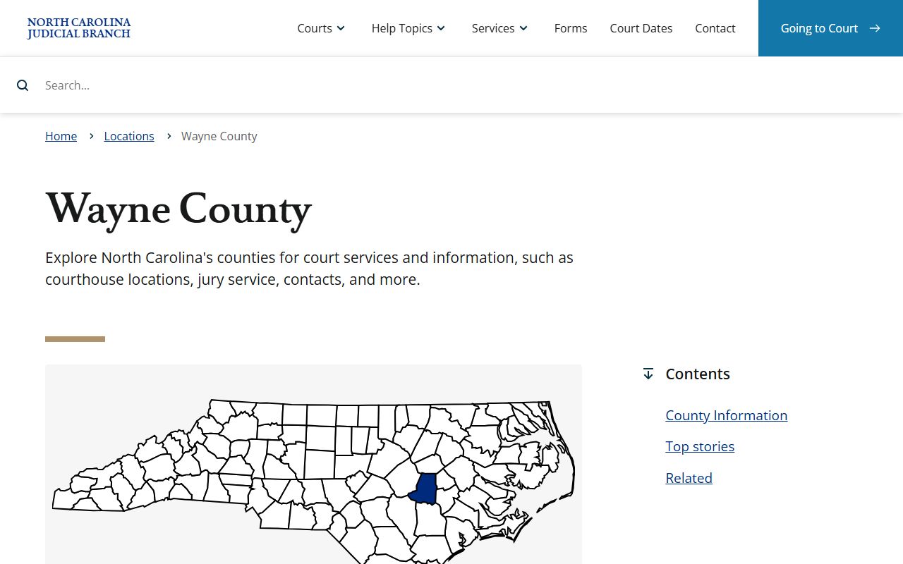 Wayne County Clerk of Court page on NC Courts website