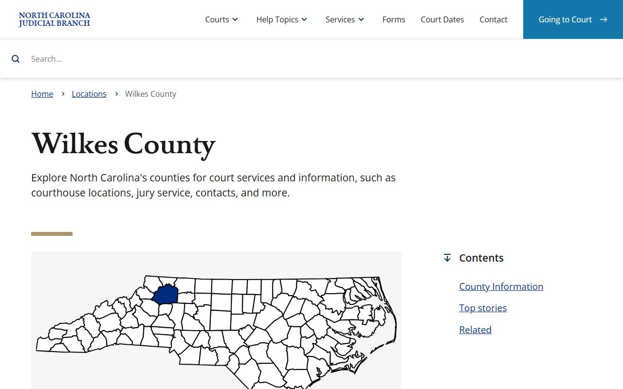 Wilkes County Clerk of Superior Court information on NC Courts website