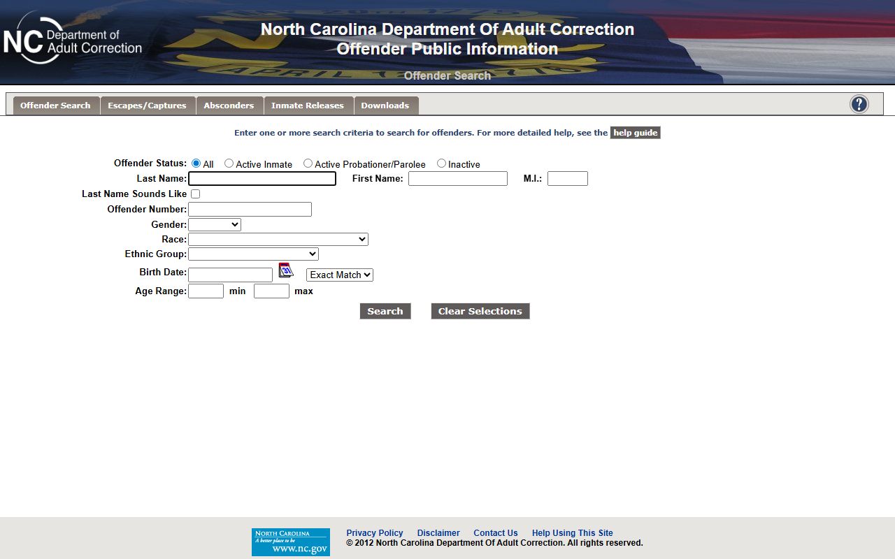 North Carolina public offender search for background checks